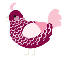 A maroon and rose chicken with a lace pattern