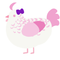 A white and pink chicken with a half-lace pattern