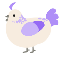 A cream and lilac chicken with a neck-speckle pattern