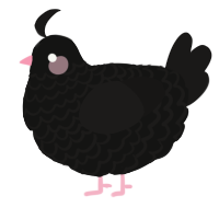 A black and sable chicken with a lace pattern
