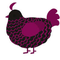 A sable and wine chicken with a lace pattern