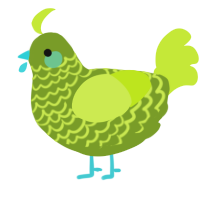 A chartreuse and lime chicken with a lace pattern