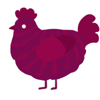 A wine and maroon chicken with a bar pattern