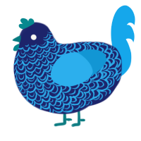 A navy and sky chicken with a double-lace pattern