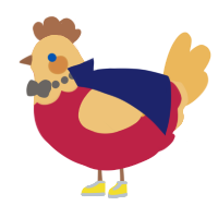 A crimson and honey chicken with a head pattern