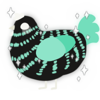 A sable and mint chicken with a bar pattern