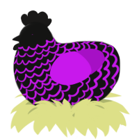 A black and amethyst chicken with a lace pattern