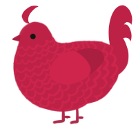 A crimson chicken with a lace pattern