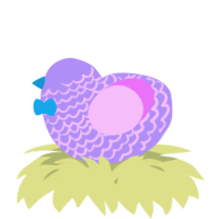 A lilac and lavender chicken with a lace pattern