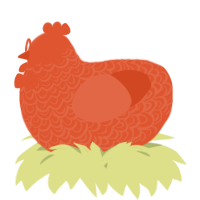 A vermilion chicken with a double-lace pattern