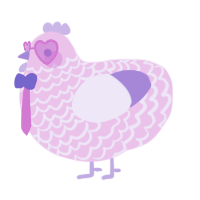 A lavender and lilac chicken with a lace pattern