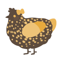 A bark and honey chicken with a speckle pattern