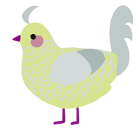 A lemon and silver chicken with a lace pattern
