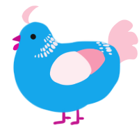 A sky and rose chicken with a neck-band pattern