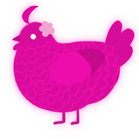 A fuchsia chicken with a lace pattern