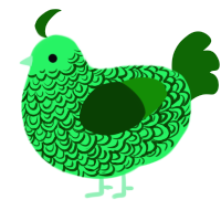 A fuchsia and lavender chicken with a double-lace pattern