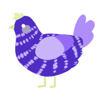 Aliara, a indigo and lilac chicken with a bar pattern