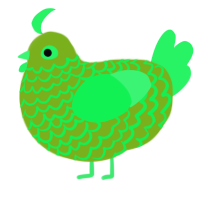 A blurple and fuchsia chicken with a lace pattern