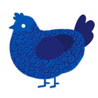 A ultramarine and navy chicken with a double-lace pattern