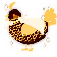 A sable and orange chicken with a lace pattern