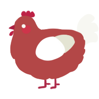 A red and white chicken
