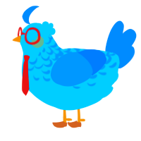 A sky and sapphire chicken with a half-lace pattern