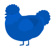 A ultramarine chicken with a head pattern