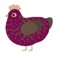 A wine and bark chicken with a speckle pattern