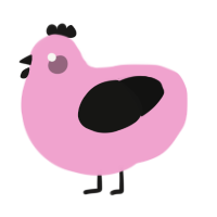 A pink and black chicken