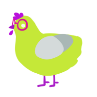 Feather, a lime and silver chicken