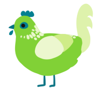 A grass and apple chicken with a neck-speckle pattern
