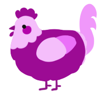 A plum and lavender chicken with a head pattern