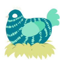 A sea and mint chicken with a bar pattern