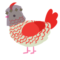 A mist and red chicken with a lace pattern