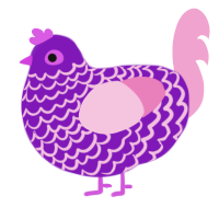 A violet and pink chicken with a lace pattern