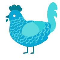 A cerulean and aqua chicken with a lace pattern