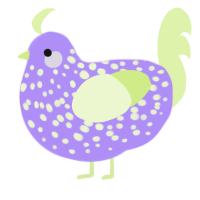 A lilac and apple chicken with a speckle pattern