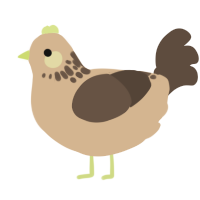 A beige and bark chicken with a neck-speckle pattern