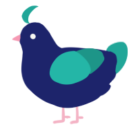 Exhalat, a navy and turquoise chicken