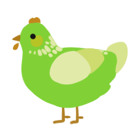 A grass and lemon chicken with a neck-speckle pattern