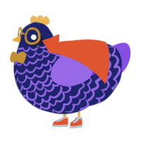 A navy and blurple chicken with a lace pattern