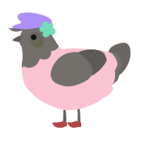 A rose and grey chicken with a head pattern