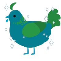 A sea and viridian chicken with a neck-speckle pattern