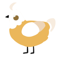 A honey and cream chicken with a head pattern