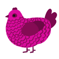 A fuchsia and wine chicken with a lace pattern