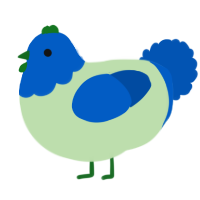 A gluppy and ultramarine chicken with a head pattern