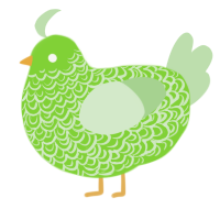A grass and gluppy chicken with a double-lace pattern