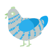 Icee, a silver and sky chicken with a bar pattern