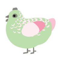 A gluppy and rose chicken with a half-lace pattern