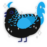 A black and sky chicken with a half-lace pattern